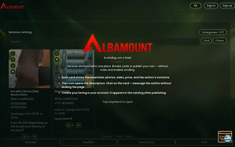 Screenshot of Albamount, a launch using VK
