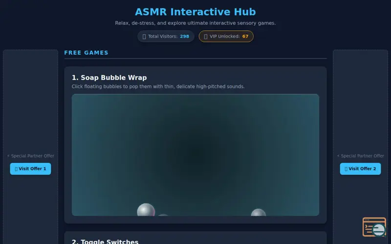 Screenshot of ASMR Interactive Hub