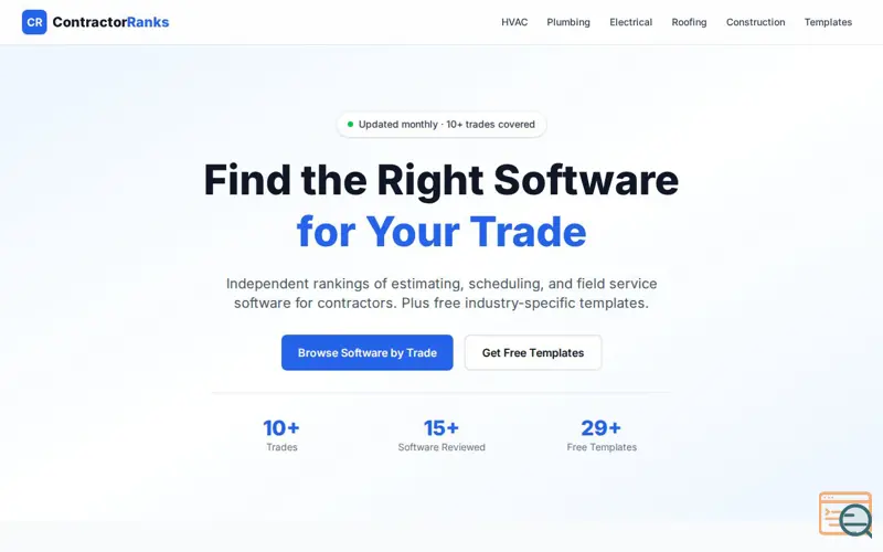 Screenshot of ContractorRanks