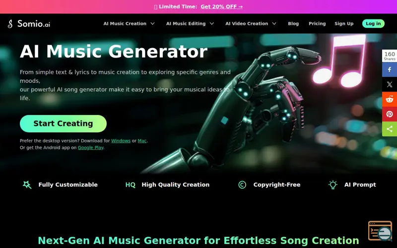 Screenshot of Somio AI, a launch using ShareThis