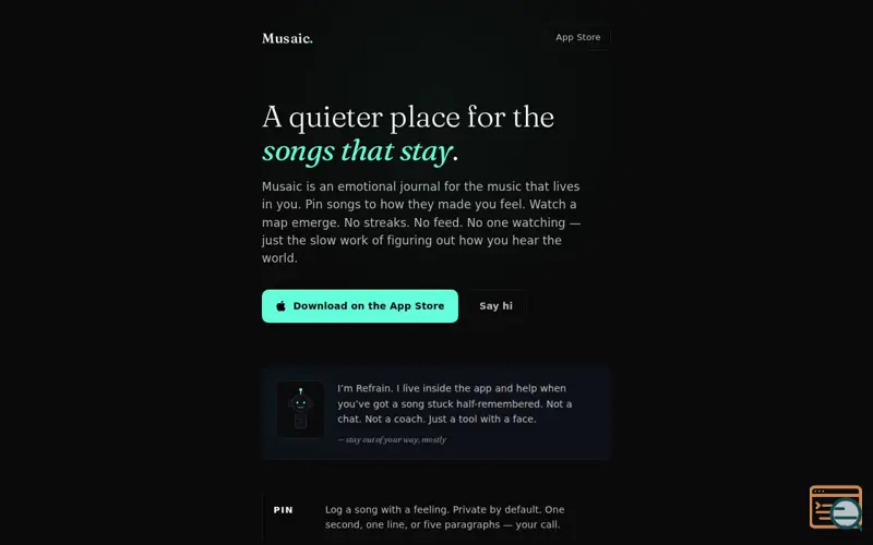 Screenshot of Musaic - musical connections. 