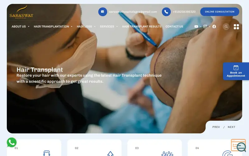 Screenshot of Saraswat Hospital