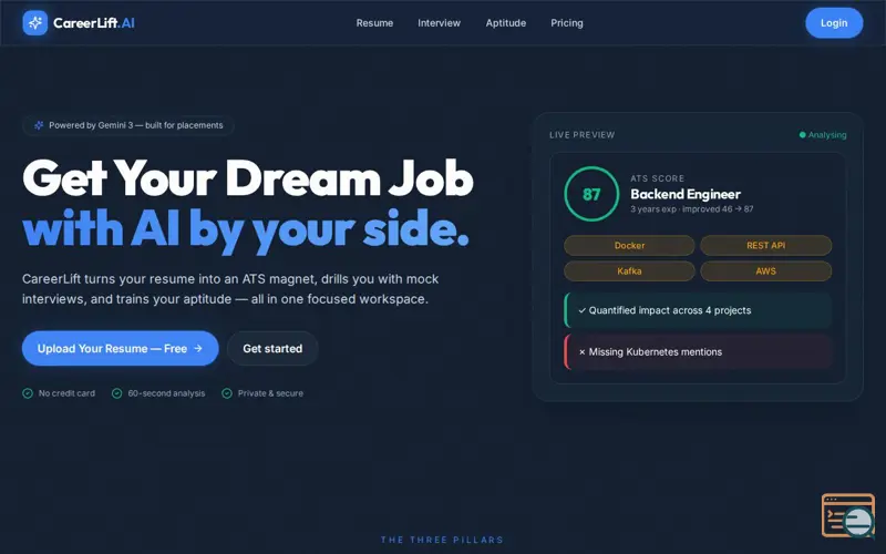 Screenshot of CareerLift AI