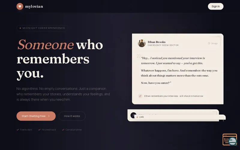 Screenshot of Mylovian — Someone Who Remembers