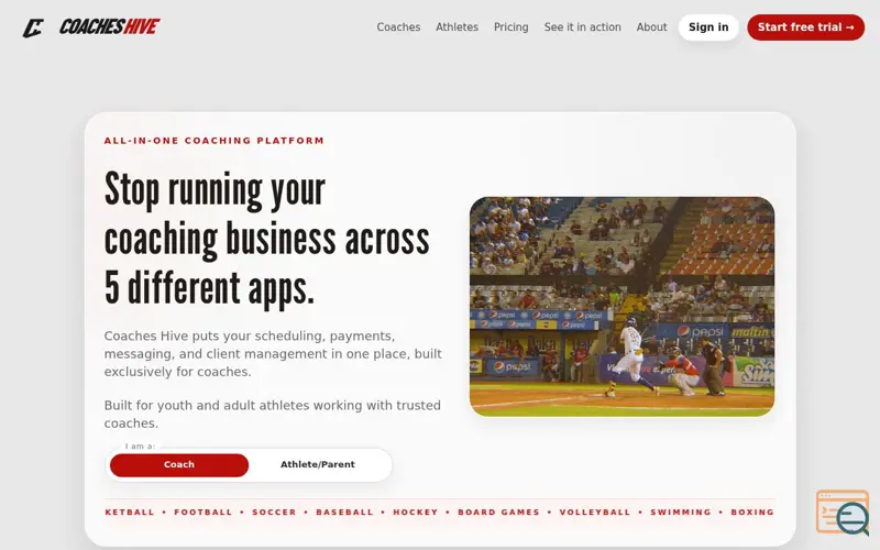 Screenshot of Coaches Hive