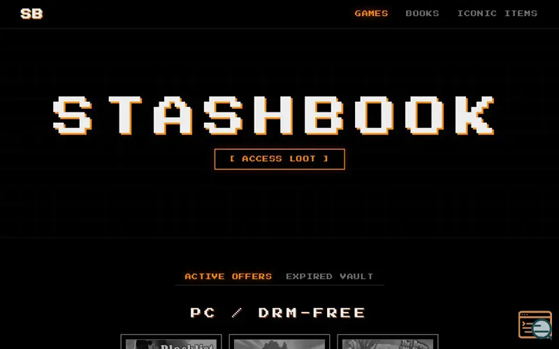Screenshot of StashBook
