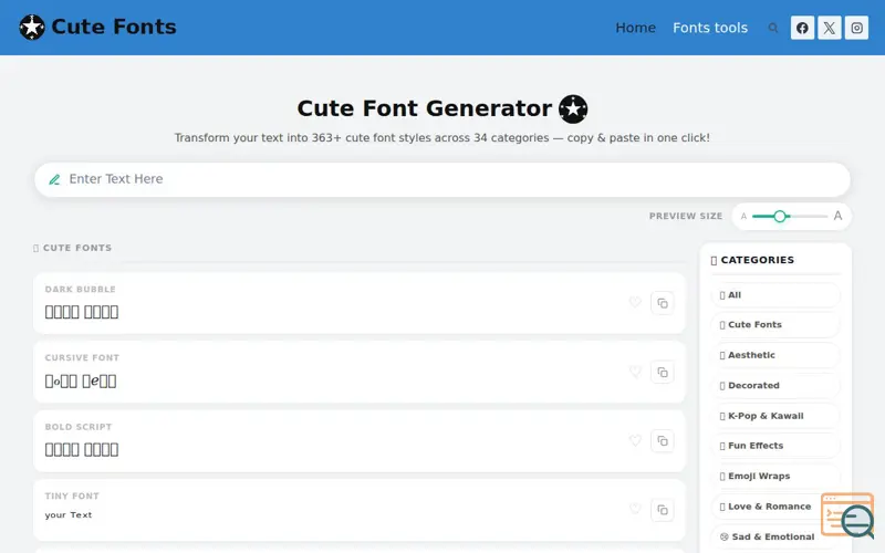 Screenshot of CuteFont.org - Cute Font Generator