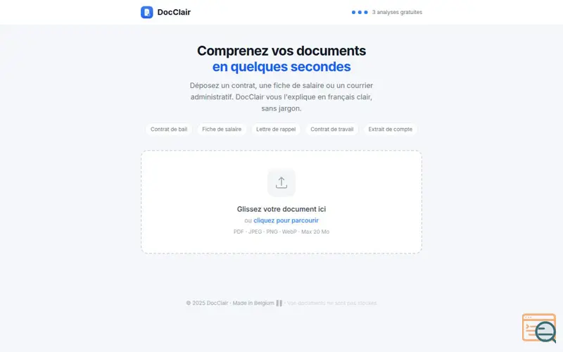 Screenshot of DocClair