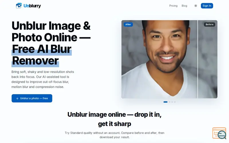 Screenshot of Unblurry