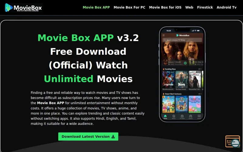Screenshot of MovieBox