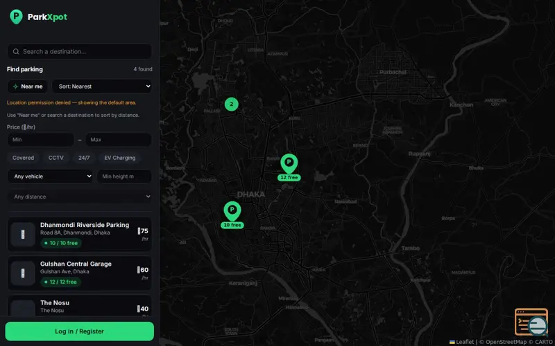 Screenshot of ParkXpot — Find & Book Parking