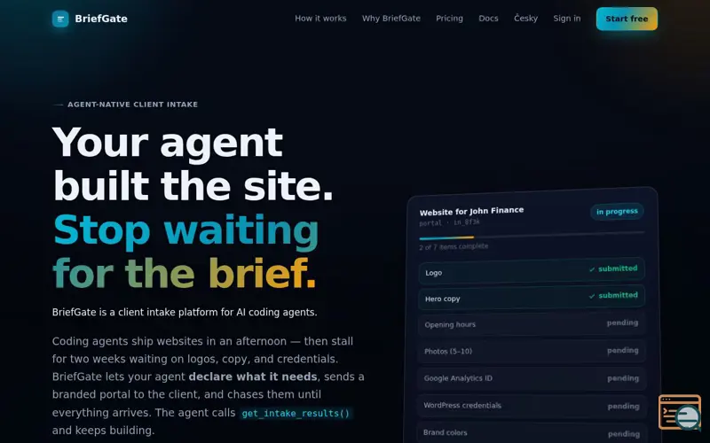 Screenshot of BriefGate — Unblock your coding agent
