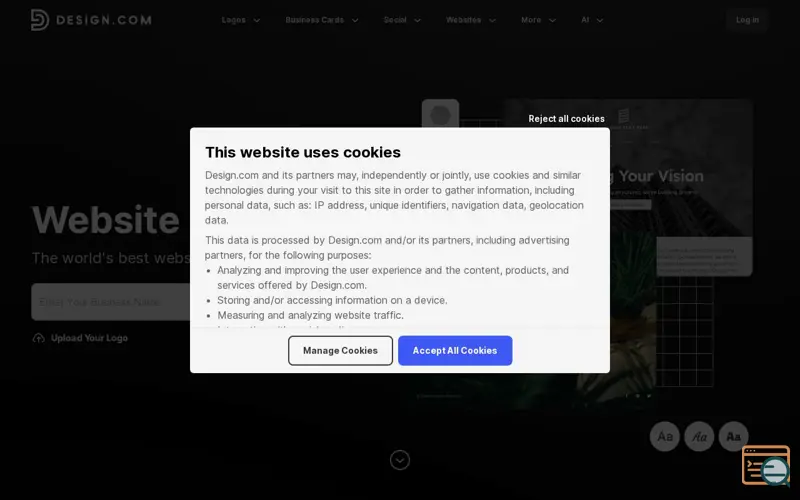 Screenshot of Design.com Website Builder