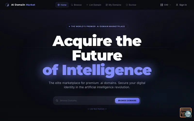 Screenshot of AI Domain Market Launch 
