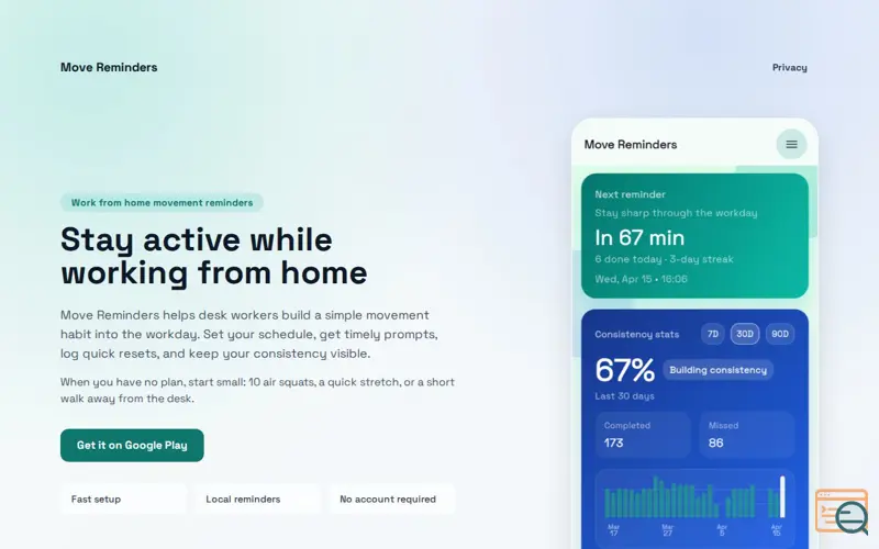Screenshot of Move Reminders