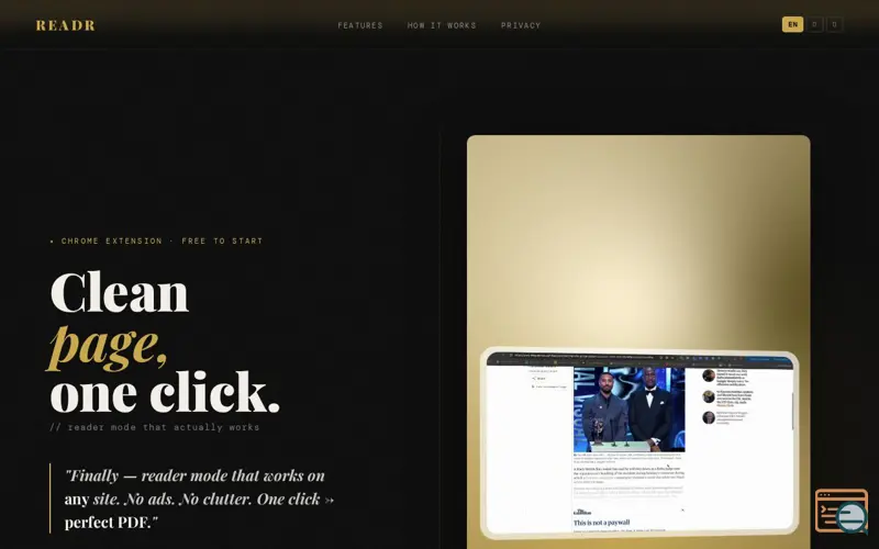 Screenshot of READR