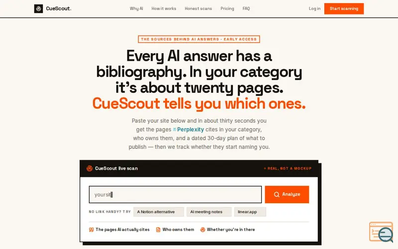 Screenshot of CueScout