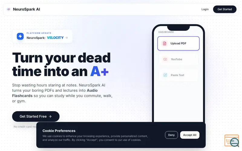 Screenshot of NeuroSpark AI