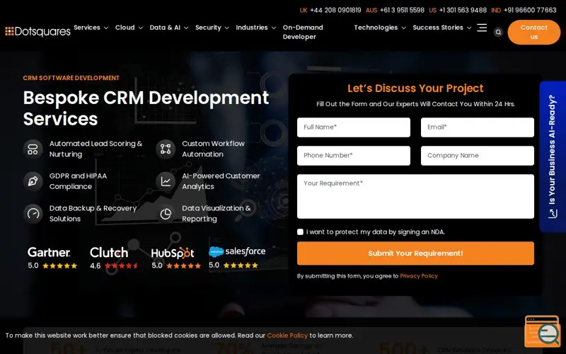 Screenshot of CRM Development Services, a launch using Clutch