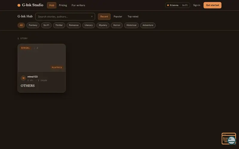 Screenshot of G-ink studios