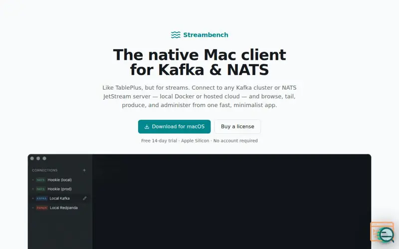 Screenshot of Streambench — The native macOS client for Kafka & NATS