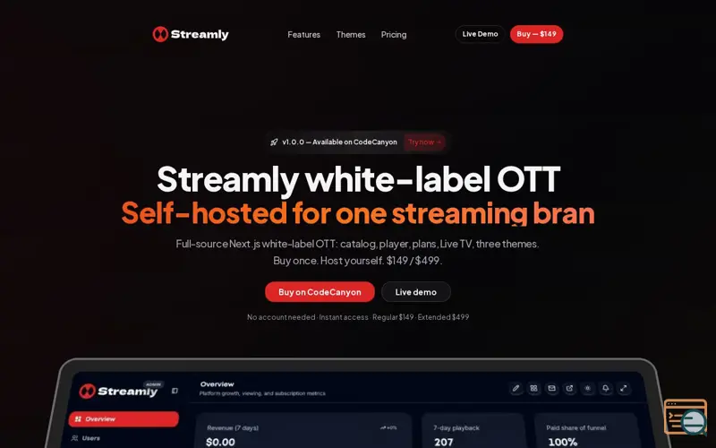 Screenshot of Streamly OTT
