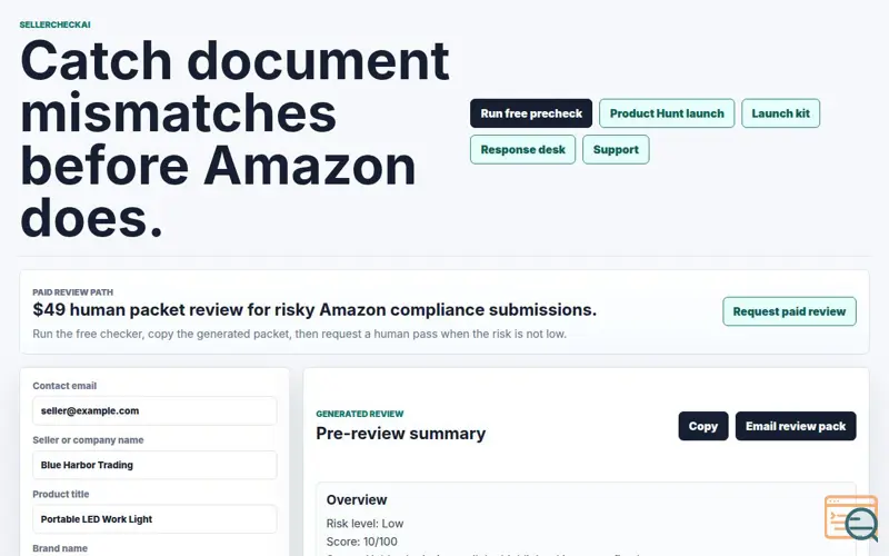 Screenshot of SellerCheckAI