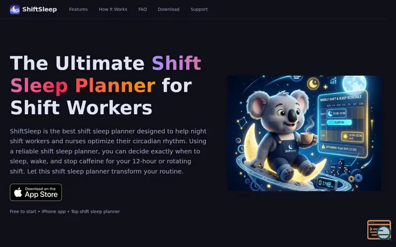 Screenshot of ShiftSleep