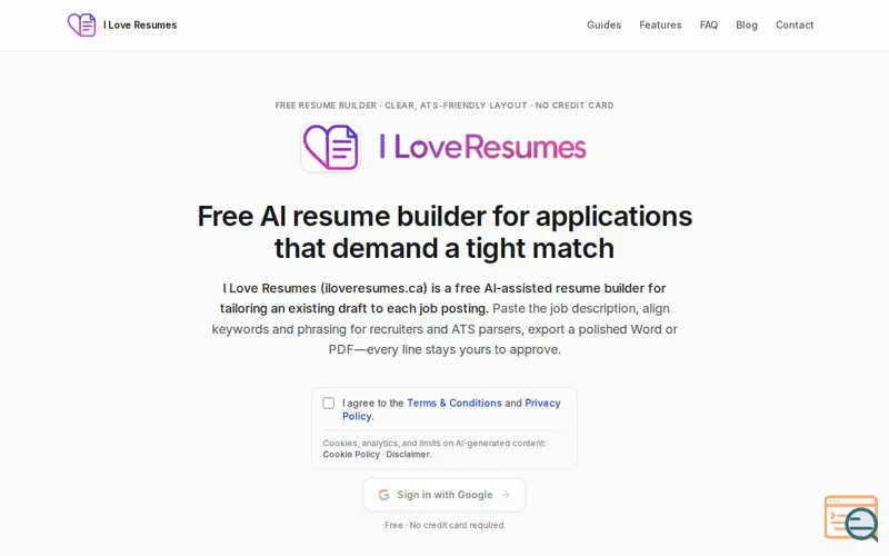 Screenshot of I Love Resumes