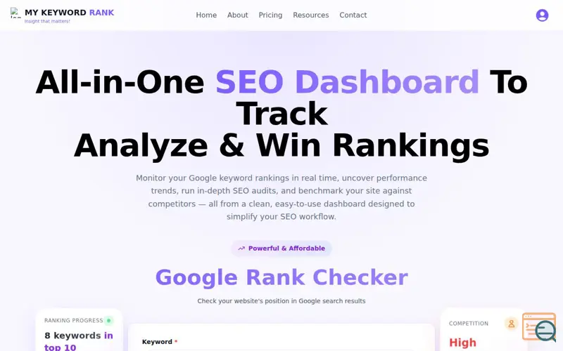 Screenshot of My Keyword Rank Checker