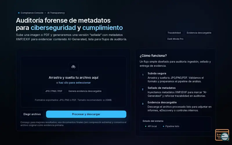 Screenshot of AI Transparency Processor