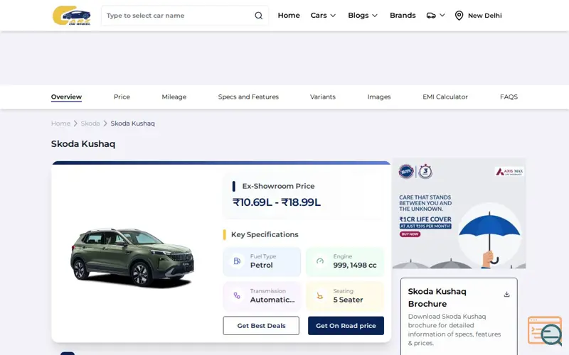 Screenshot of Skoda Kushaq SUV