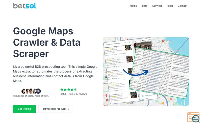 Screenshot of Botsol Google Maps Crawler
