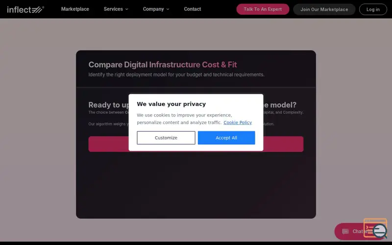 Screenshot of Digital Infrastructure Comparison Tool