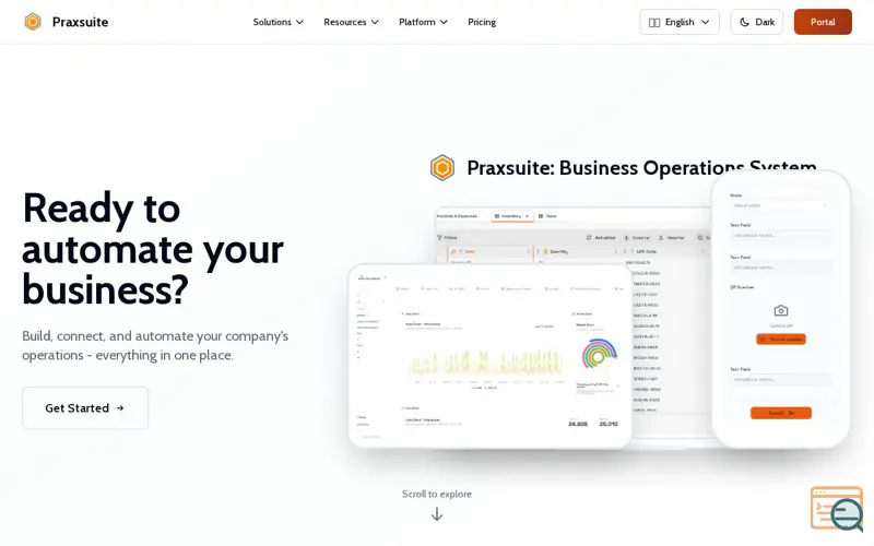 Screenshot of Praxsuite