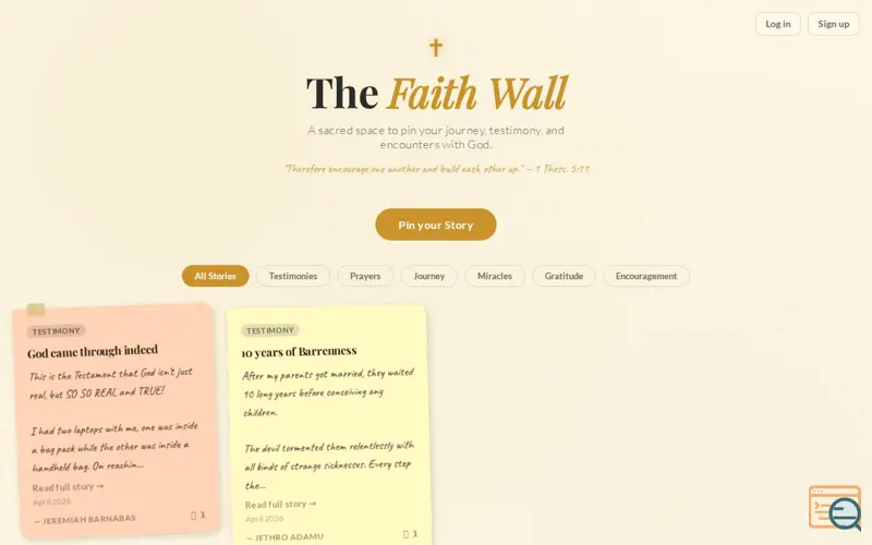 Screenshot of The Faith Wall — Share Your Journey