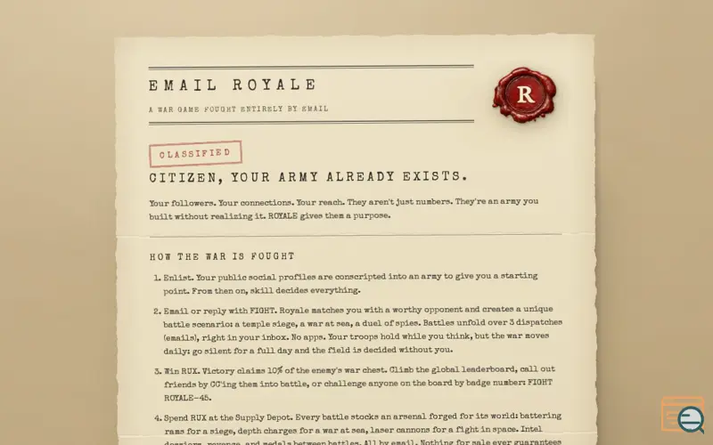 Screenshot of EMAIL ROYALE