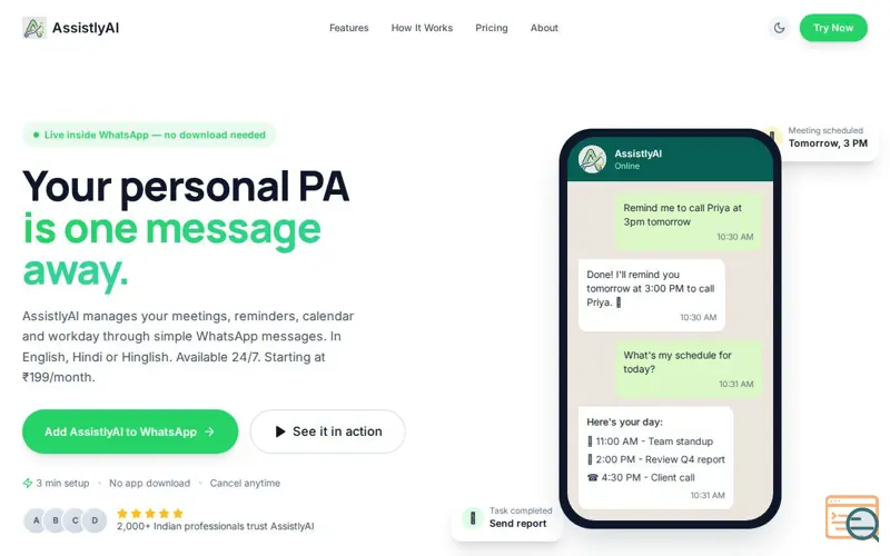 Screenshot of Assistlyai