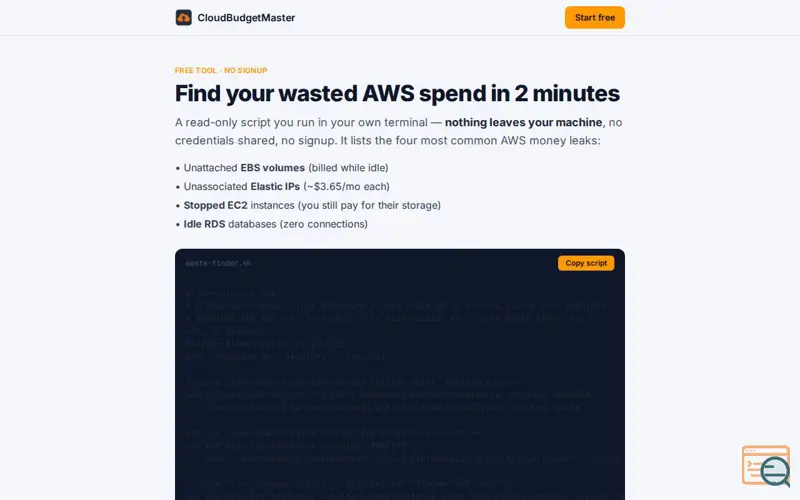 Screenshot of Cloudbudgetmaster