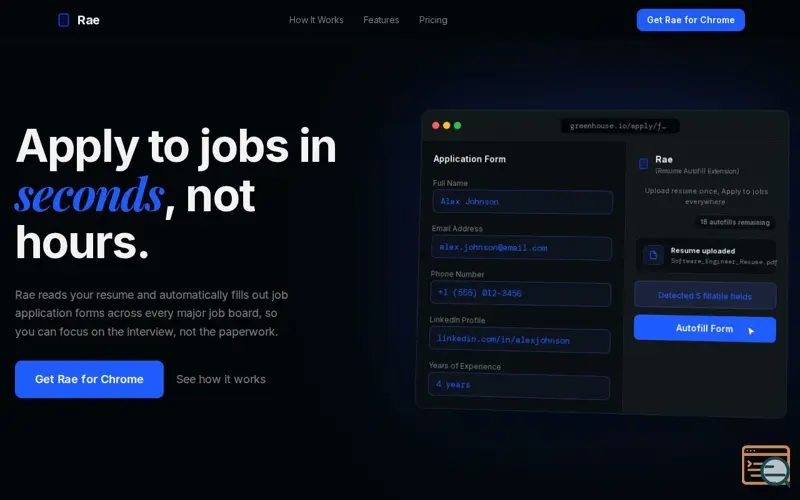 Screenshot of Rae(Resume Autofill Extension)