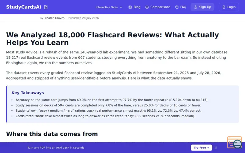 Screenshot of Studycardsai