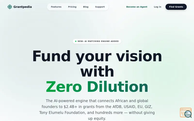 Screenshot of Grantpedia