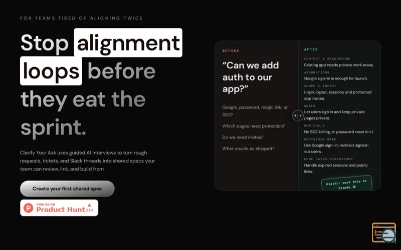 Screenshot of Clarify Your Ask