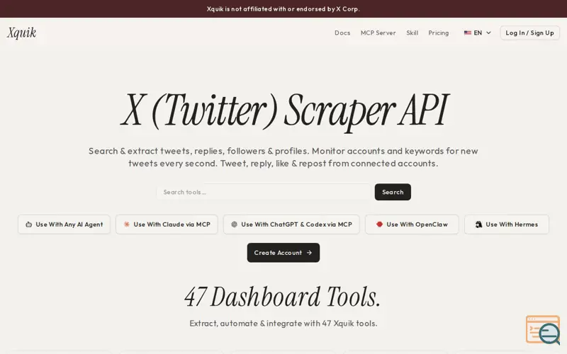 Screenshot of Xquik