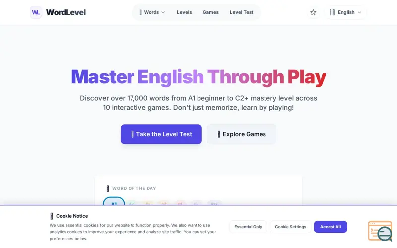 Screenshot of WordLevel