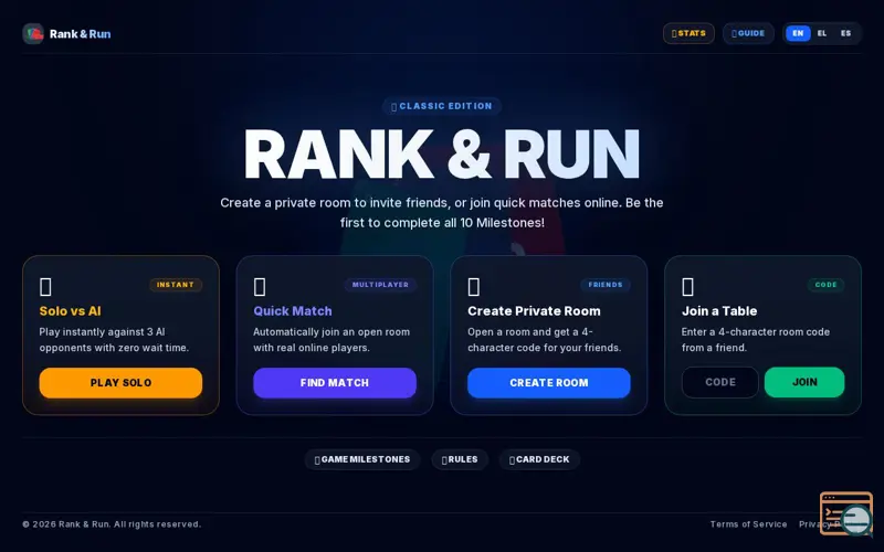 Screenshot of Rank and Run