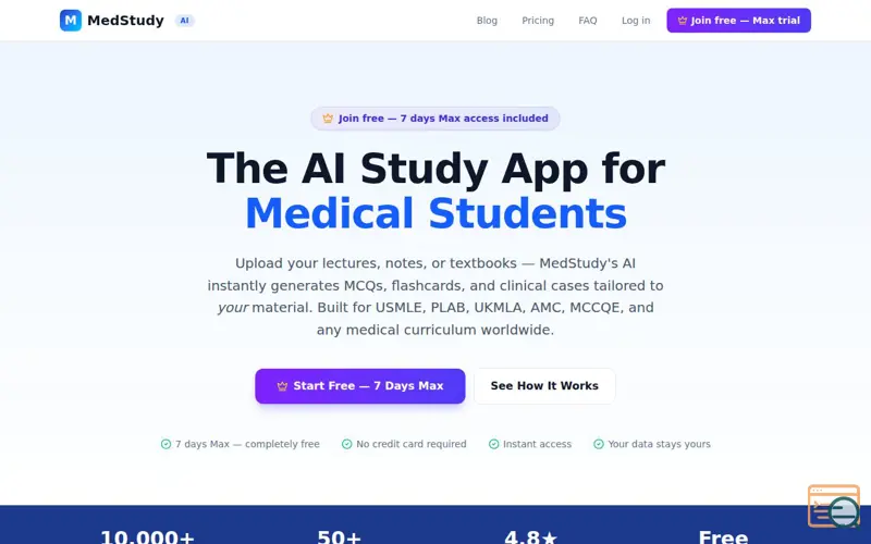 Screenshot of MedStudy