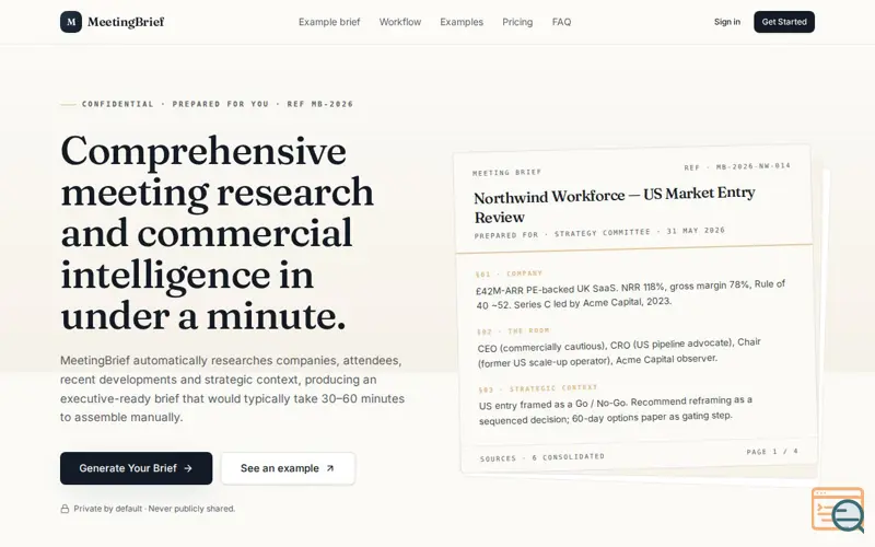 Screenshot of MeetingBrief - Smarter meeting prep