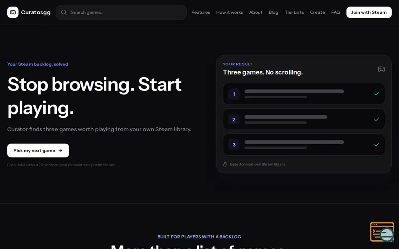 Screenshot of Curator.gg