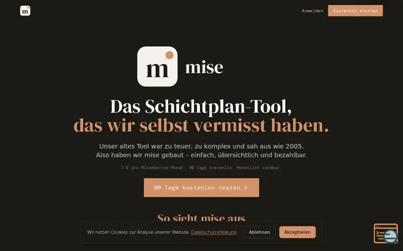 Screenshot of mise
